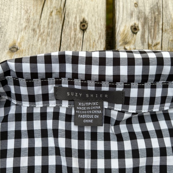 Suzy Shier⎪Gingham black and white check shirt dress - Picture 8 of 9